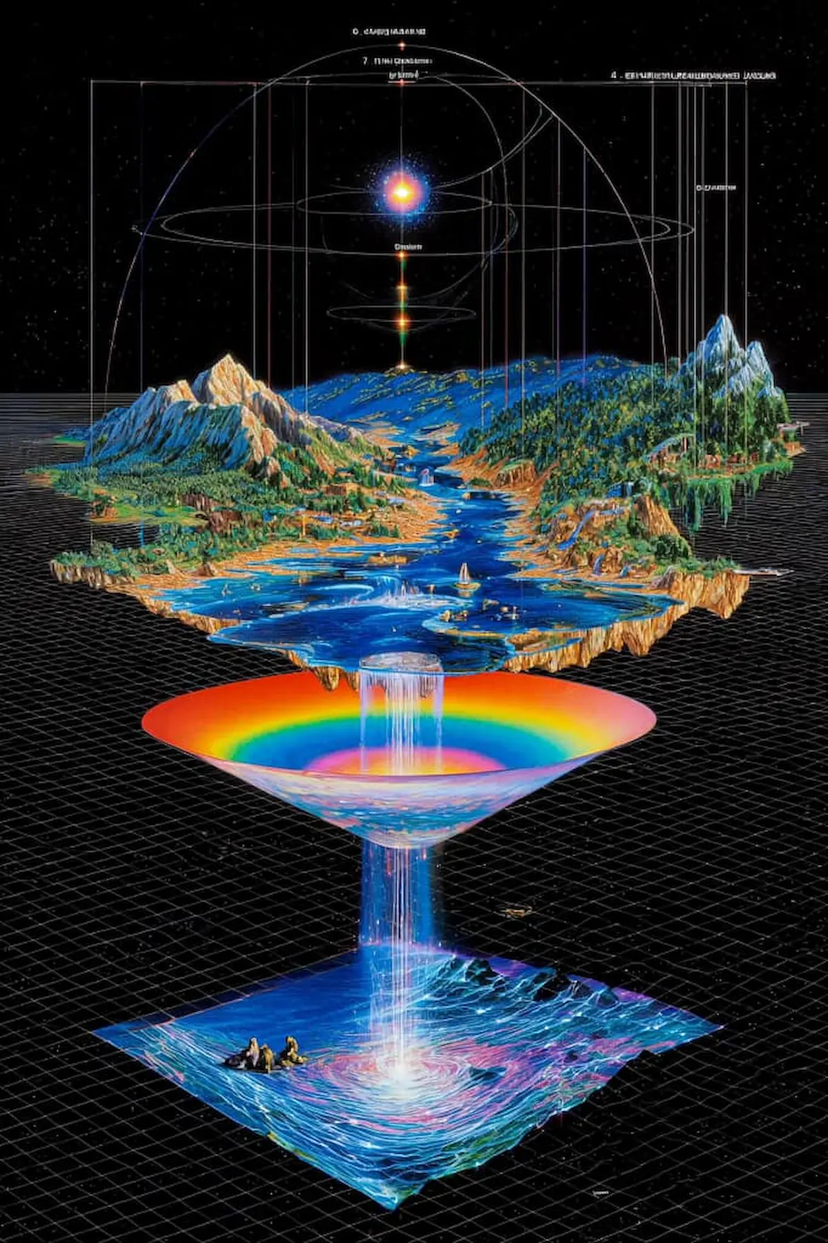 Person in a helmet looking at a futuristic scene